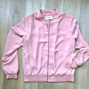 Aritzia Babaton Pastel Pink Satin Bomber Jacket